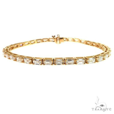 14K Gold Emerald Diamond Bracelet (Lab) 68610 - Image 1