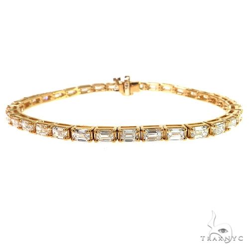 14K Gold Emerald Diamond Bracelet (Lab) 68610 - Image 1
