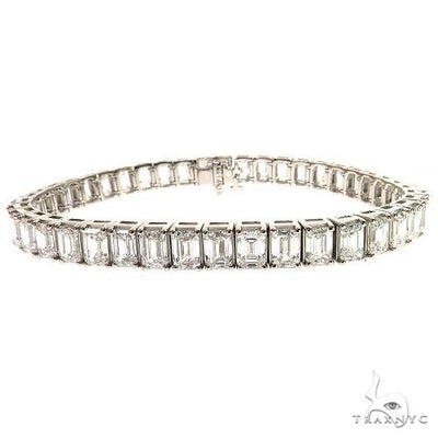 14K Gold Emerald Diamond Bracelet (Lab) 68614 - Image 1
