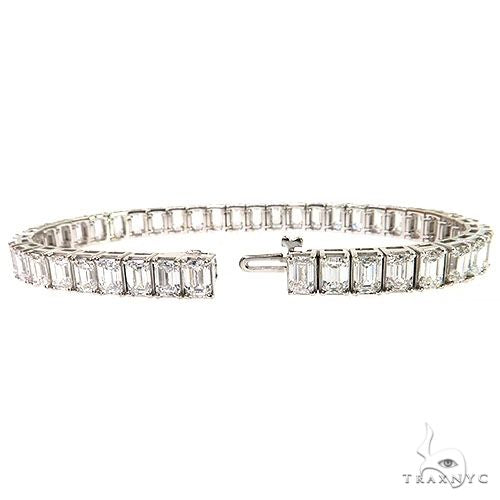 14K Gold Emerald Diamond Bracelet (Lab) 68614 - Image 2