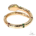 14K Gold Emerald Eye Snake Ring 67543 - Image 6