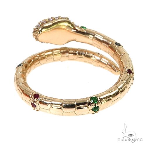 14K Gold Emerald Eye Snake Ring 67543 - Image 6