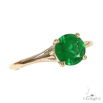 14K Gold Emerald Solitaire Engagement Ring 66603 - Image 1