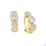14K Gold Flower Diamond Hoop Earrings 70480 - Image 3