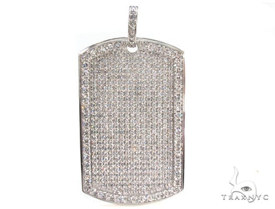 14K Gold Fully Ice Diamond Dog Tag Pendant 35978 - Image 1