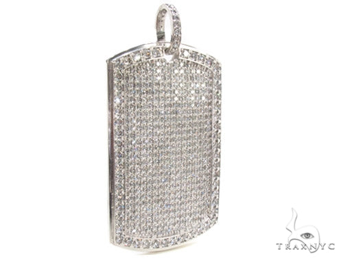 14K Gold Fully Ice Diamond Dog Tag Pendant 35978 - Image 3