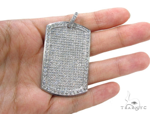 14K Gold Fully Ice Diamond Dog Tag Pendant 35978 - Image 7