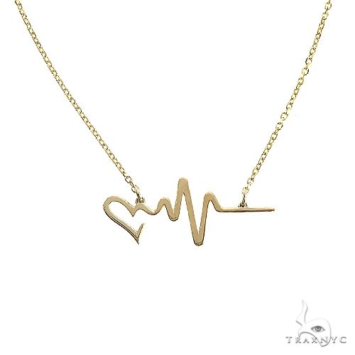 14K Gold Heartbeat Necklace 66541 - Image 1