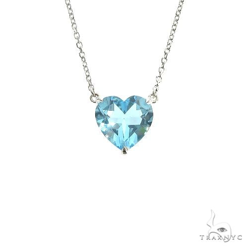 14K Gold Heart Shape Aquamarine Necklace 66750 - Image 1