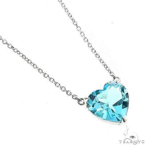 14K Gold Heart Shape Aquamarine Necklace 66750 - Image 2
