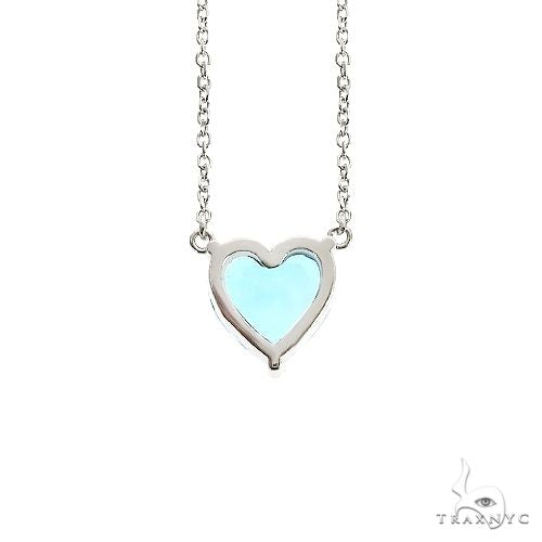 14K Gold Heart Shape Aquamarine Necklace 66750 - Image 4