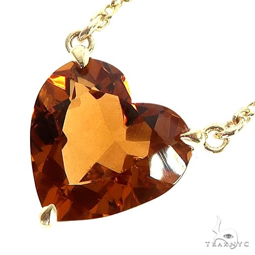 14K Gold Heart Shape Citrin Necklace 66747 - Image 3