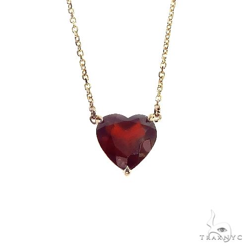 14K Gold Heart Shape Garnet Necklace 66748 - Image 1
