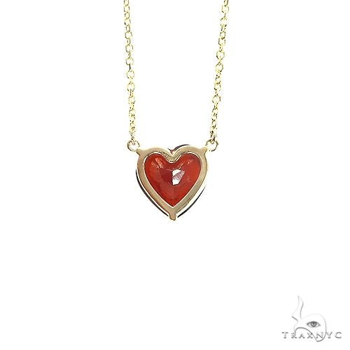 14K Gold Heart Shape Garnet Necklace 66748 - Image 3
