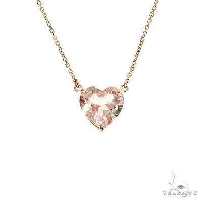 14K Gold Heart Shape Morganite Necklace 66746 - Image 1