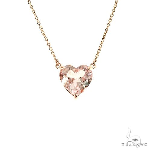 14K Gold Heart Shape Morganite Necklace 66746 - Image 1