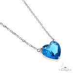 14K Gold Heart Shape Swiss Blue Topaz Necklace 66744 - Image 2