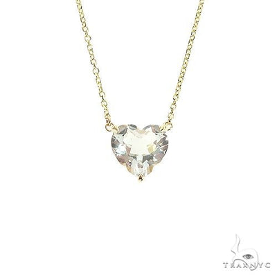 14K Gold Heart Shape White Topaz Necklace 66749 - Image 1