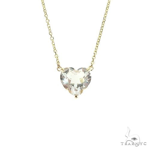 14K Gold Heart Shape White Topaz Necklace 66749 - Image 1