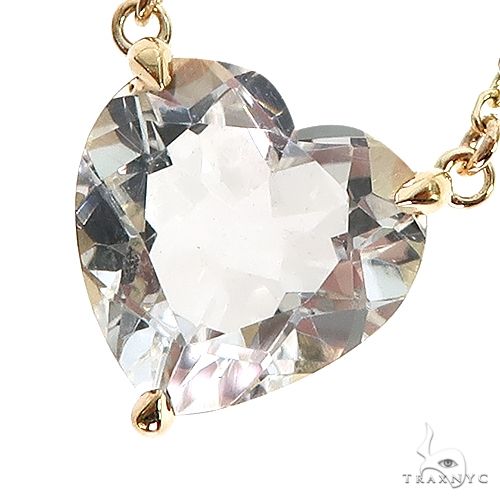 14K Gold Heart Shape White Topaz Necklace 66749 - Image 3