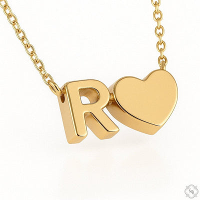 14K Gold Heart Style Initial Necklace 68569 - Image 1