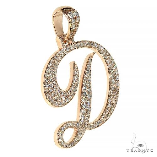 14K Gold Initial 'D' Diamond Pendant 66474 - Image 2