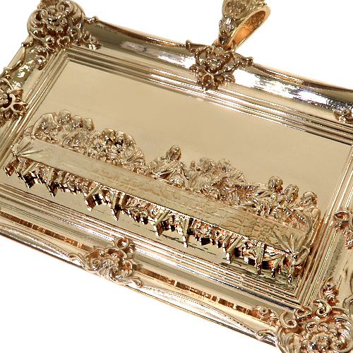 14K Gold Last Supper Large Pendant 67468 - Image 3