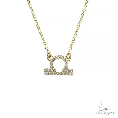 14K Gold Libra Diamond Necklace 66722 - Image 1