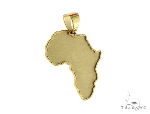 14K Gold Medium African Pendant 66343 - Image 2