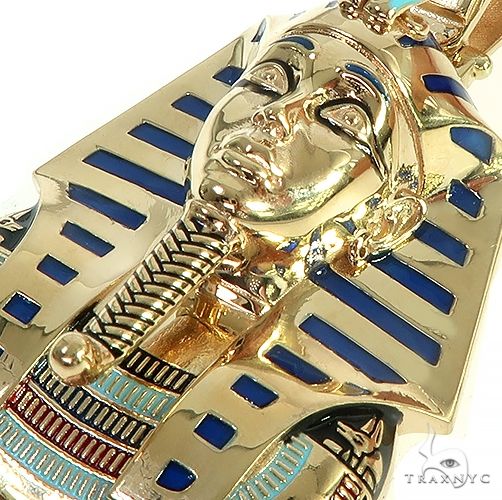 14K Gold Medium Custom Pharaoh King Tut Pendant 66471 - Image 5