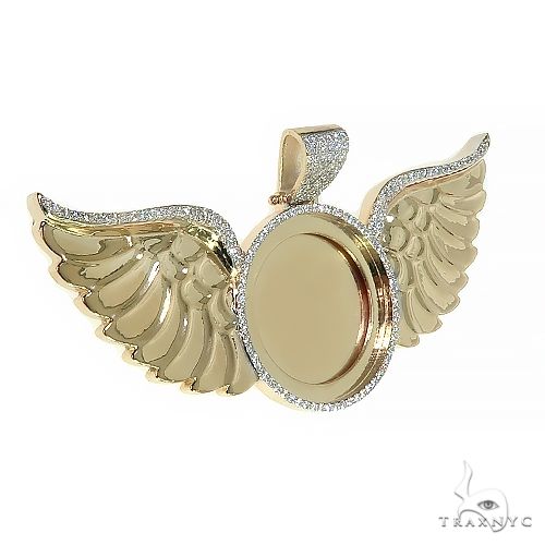 14K Gold Memorial Photo Pendant With Wings 66601 - Image 2