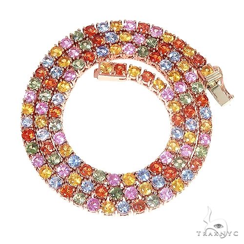 14K Gold Multi Colored Sapphire Tennis Chain 66727 - Image 1