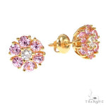 Small Sakura Sapphire Diamond Flower Earrings 66856 - Image 2
