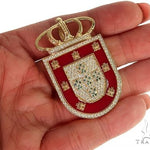 14K Gold Portugal Flag Emblem Diamond Pendant 66362 - Image 6