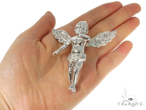 14K Gold Prong Diamond Angel Pendant 45400 - Image 7