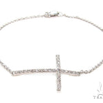 14K Gold Prong Diamond Cross Crucifix Bracelet 36640 - Image 1