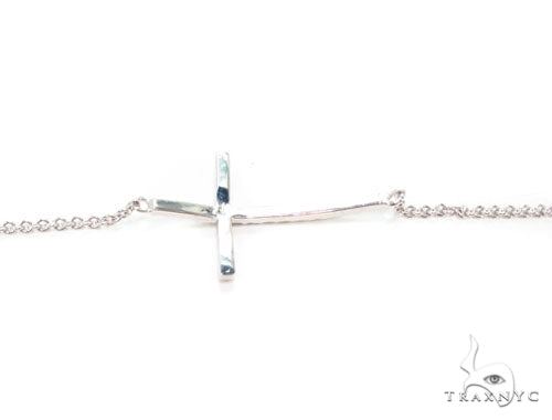 14K Gold Prong Diamond Cross Crucifix Bracelet 36640 - Image 4