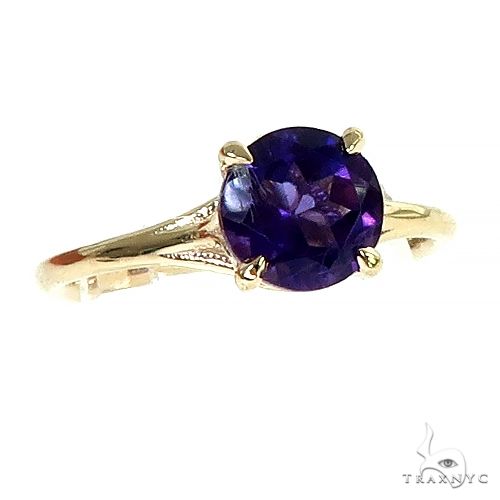 14K Gold Purple Amethyst Solitaire Engagement Ring 66424 - Image 1