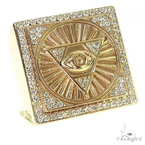 14K Gold Pyramid Evil Eye TraxNYC Ring 66368 - Image 1