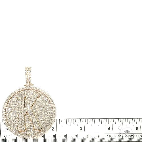 14K Gold Round Diamond 'K' Pendant 66754 - Image 5