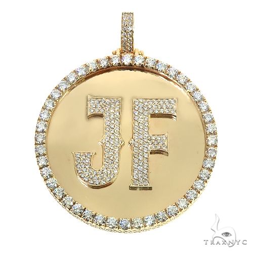 14K Gold Round Initial Diamond Pendant 66654 - Image 1