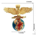 14K Gold Self Made Eagle Globe Pendant 66349 - Image 8