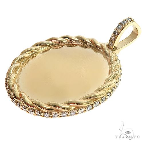 14K Gold Side Diamond Frame Memorial Photo Pendant 66800 - Image 4