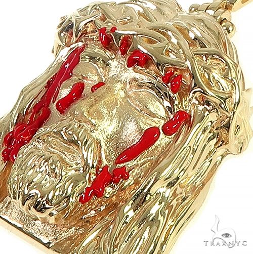 14K Gold Blood Dripping Jesus Face  Pendant 66482 - Image 4