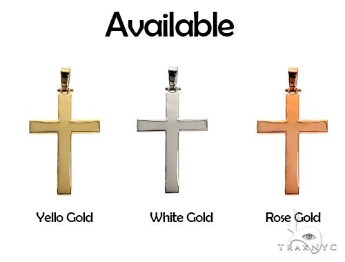 14K Gold Solid Cross Pendant 66193 - Image 8
