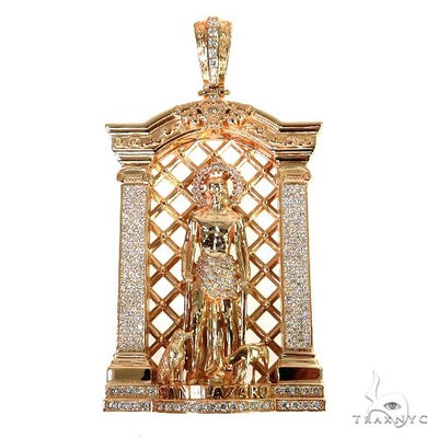 14K Gold St. Lazarus Diamond Frame Pendant 67748 - Image 1