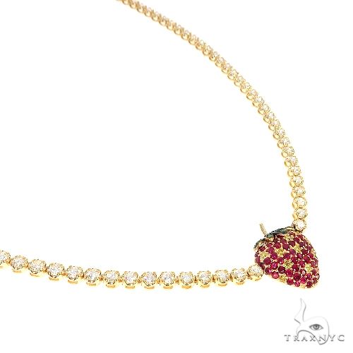 14K Gold Strawberry Diamond Tennis Choker 66578 - Image 3