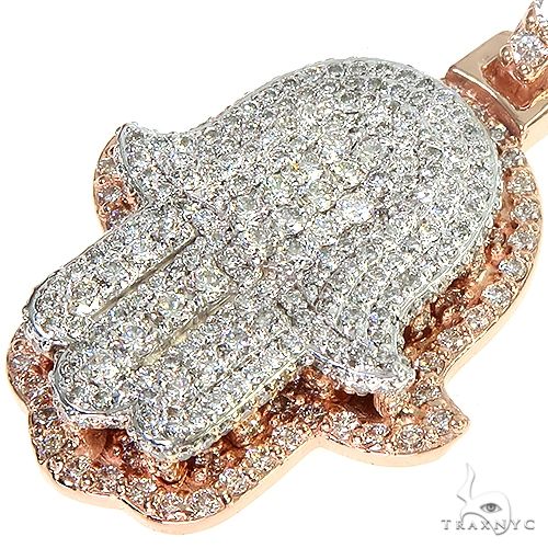 14K Gold Two Tone Hamsa Diamond Pendant 66867 - Image 3