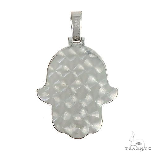 14K Gold Two Tone Hamsa Diamond Pendant 66868 - Image 3