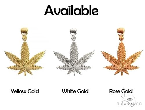 14K Gold Weed Pendant 66342 - Image 7